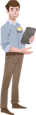 Personnage homme avec une tablette homme tablette