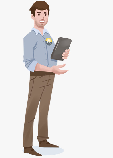 Homme debout avec une tablette Homme debout avec une tablette