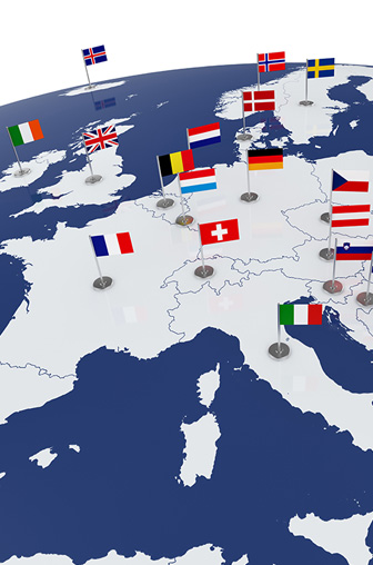 Pays européens sur une mappemonde