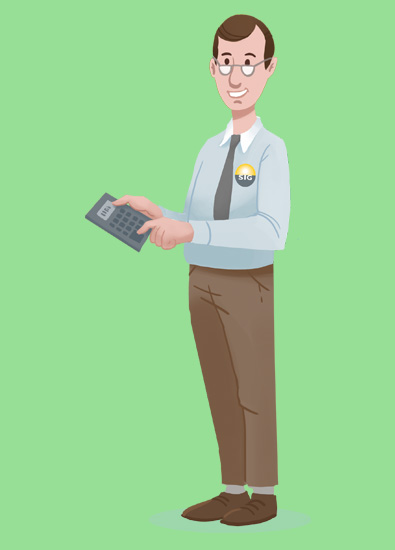 Un homme debout avec une calculette Un homme debout avec une calculette