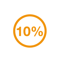 pictogramme d'un cercle avec 10% à l'intérieur