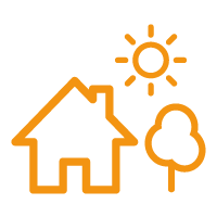 Une maison avec un soleil
